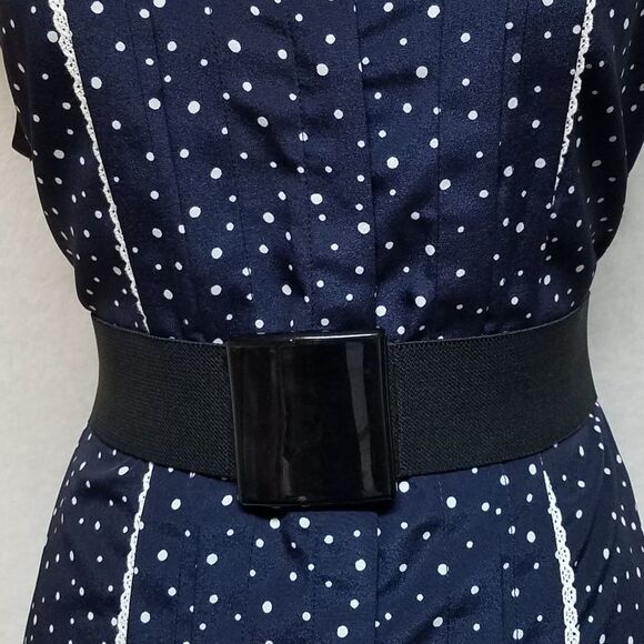 JASON Wu for Target Blue Polka Dot Sleeveless Collared Pleated Shift Mini Dress - Picture 5 of 12